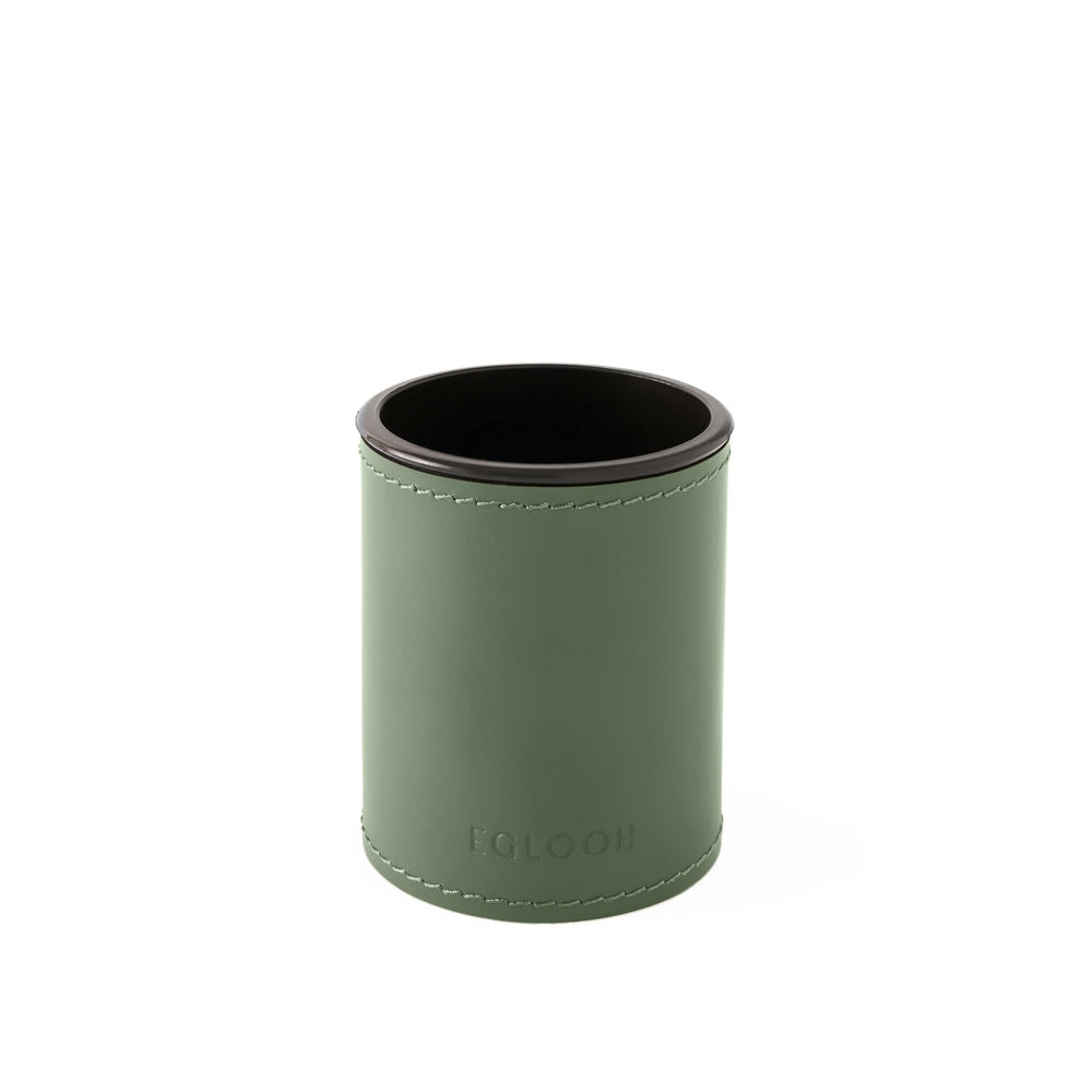 Portapenne da Scrivania Rotondo Orfeo di Eglooh - Cuoio Verde