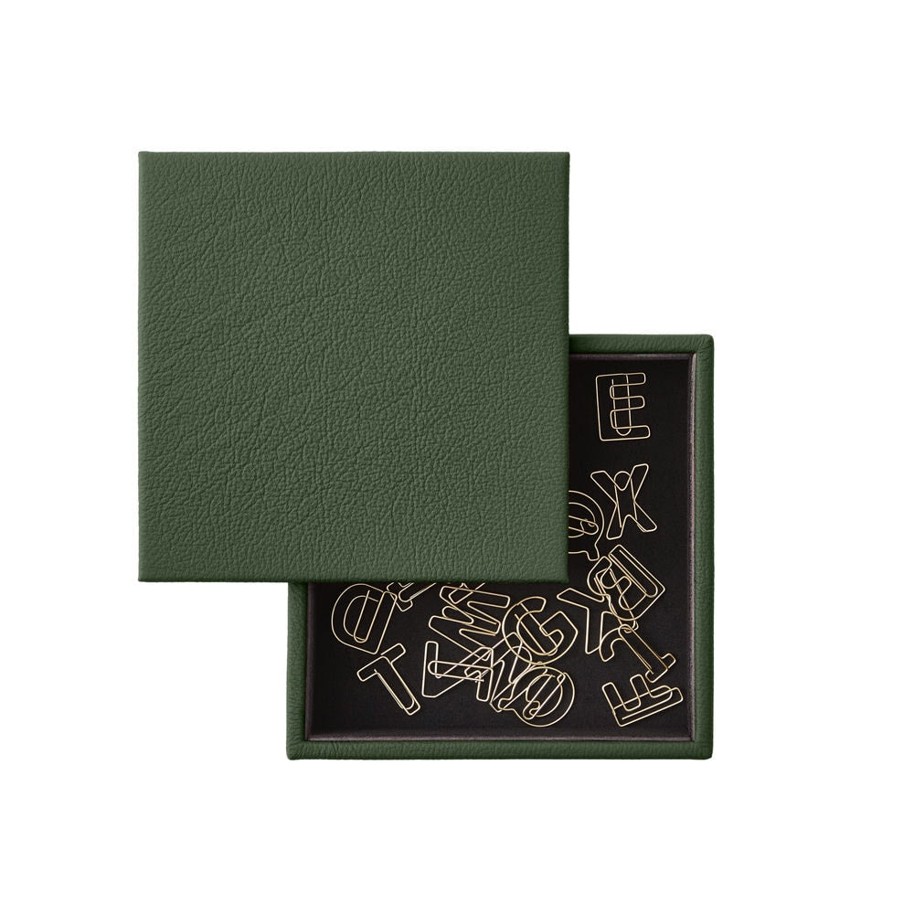 Svuotatasche Moderno in Pelle con Coperchio Atena di Eglooh - Vera Pelle Verde - Dettaglio Coperchio