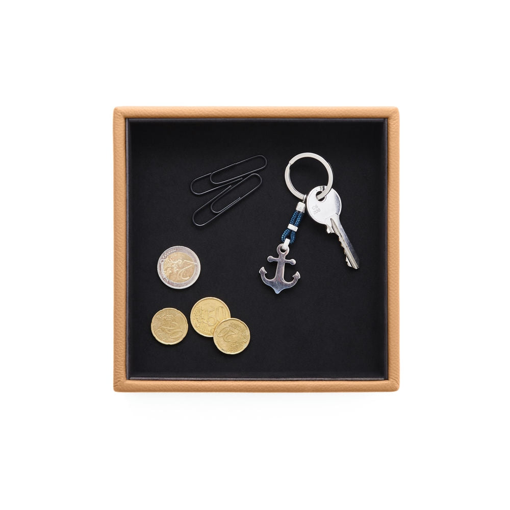 Svuotatasche Moderno in Pelle Atena di Eglooh - Vera Pelle Marrone Chiaro - Zoom Dall'Alto