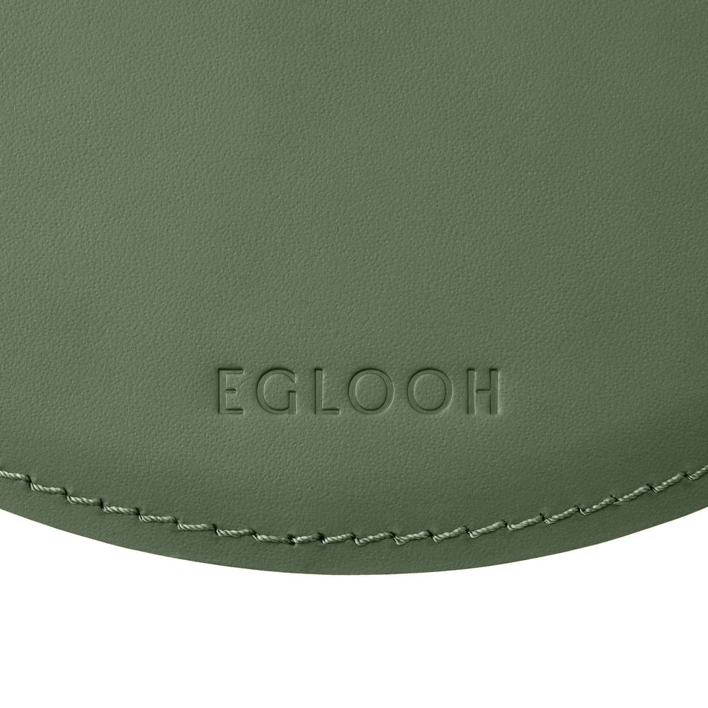 Tappetino Mouse Rotondo Atlante di Eglooh - Cuoio Verde - Dettaglio Cucitura