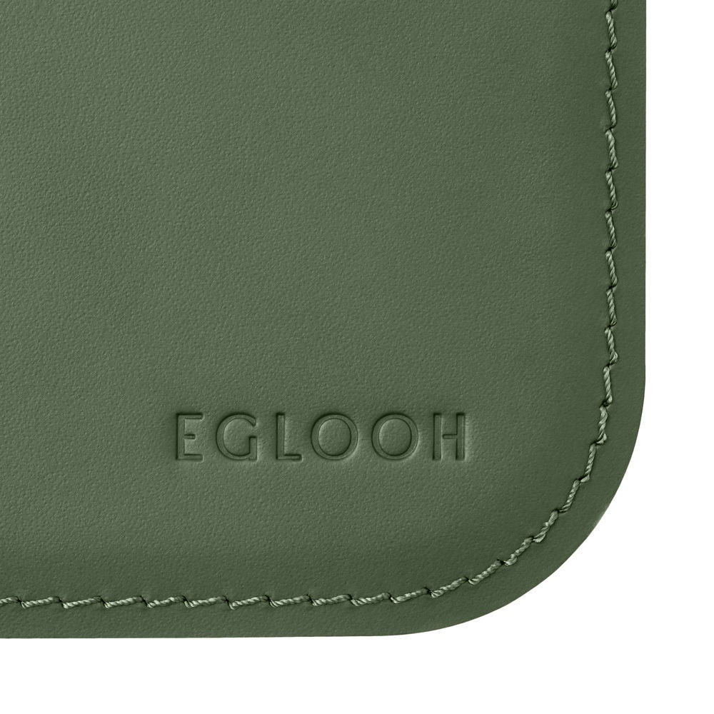 Tappetino Mouse Hermes di Eglooh - Cuoio Verde - Dettaglio Cucitura