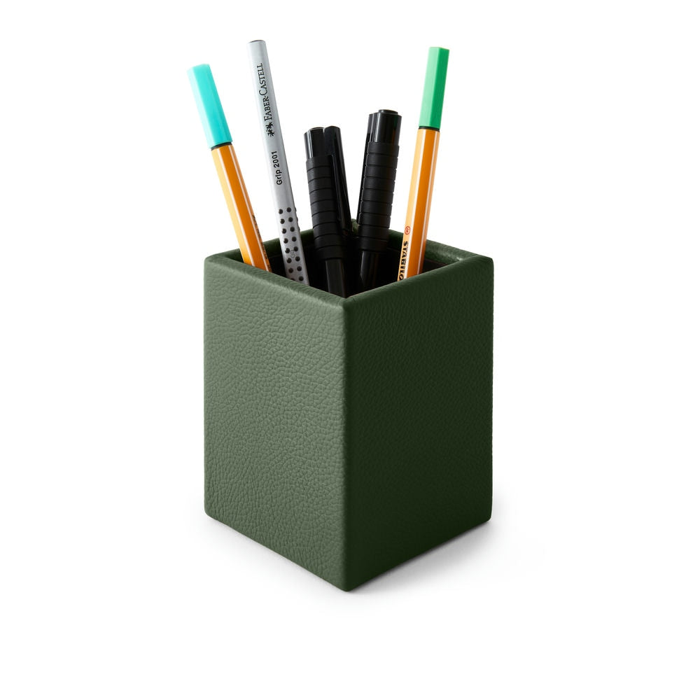 Portapenne in Pelle da Scrivania Atena di Eglooh - Vera Pelle Verde - Con Penne