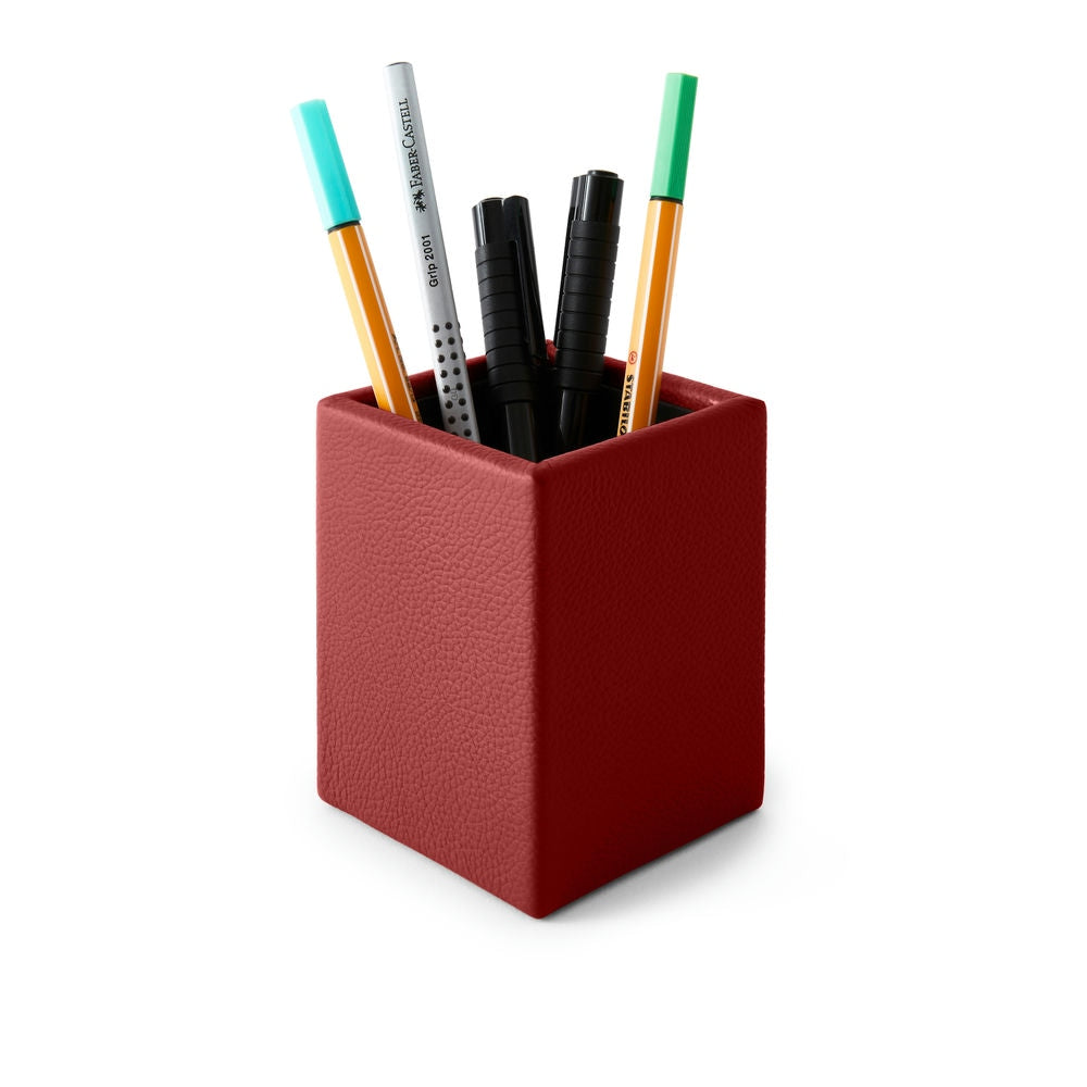 Portapenne in Pelle da Scrivania Atena di Eglooh - Vera Pelle Rosso Ferrari - Con Penne