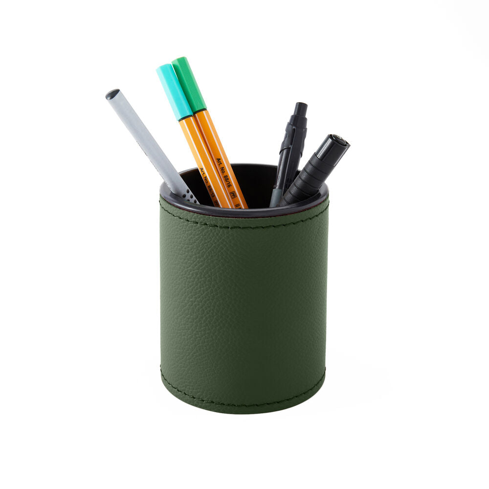 Portapenne in Pelle da Scrivania Zefiro di Eglooh - Vera Pelle Verde - Con Penne