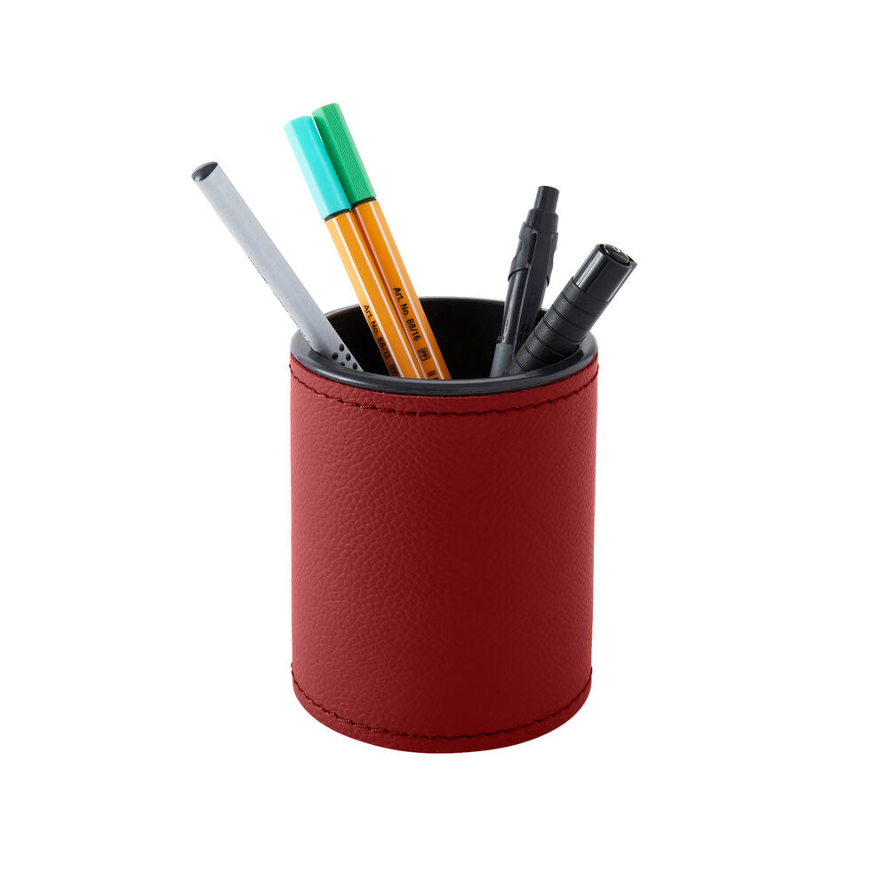Portapenne in Pelle da Scrivania Zefiro di Eglooh - Vera Pelle Rosso Ferrari - Con Penne