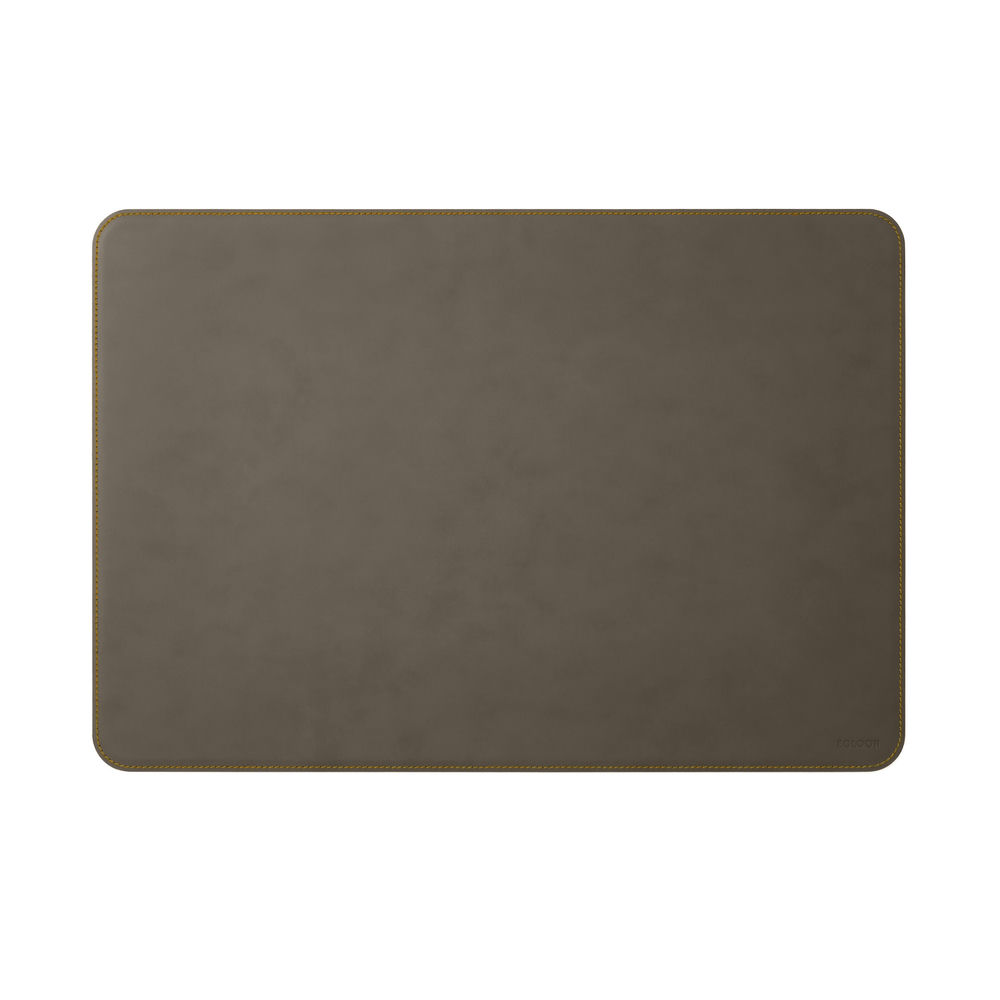 Sottomano Scrivania Hermes Deluxe di Eglooh - Cuoio Grigio Talpa e Cuciture Gialle