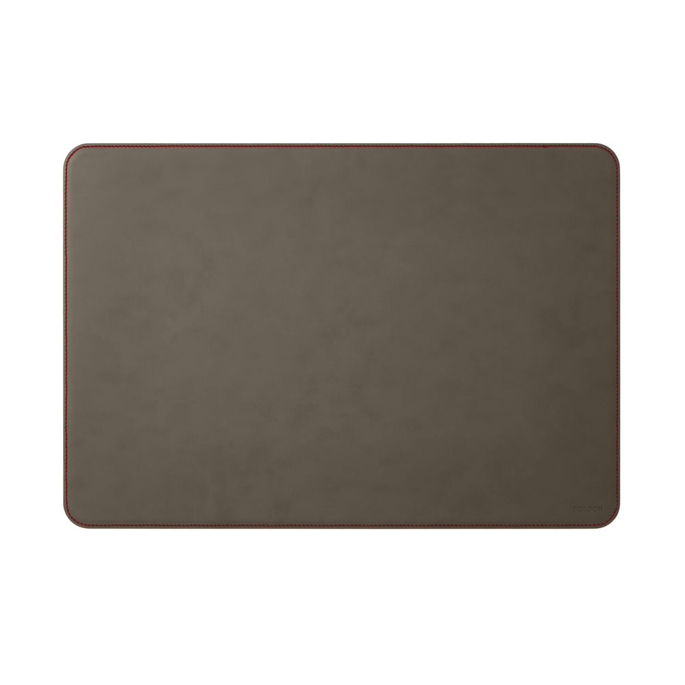 Sottomano Scrivania Hermes Deluxe di Eglooh - Cuoio Grigio Talpa e Cuciture Rosse
