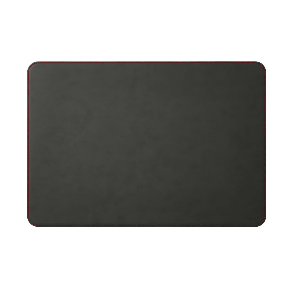 Sottomano Scrivania Hermes Deluxe di Eglooh - Cuoio Grigio Antracite e Cuciture Rosse