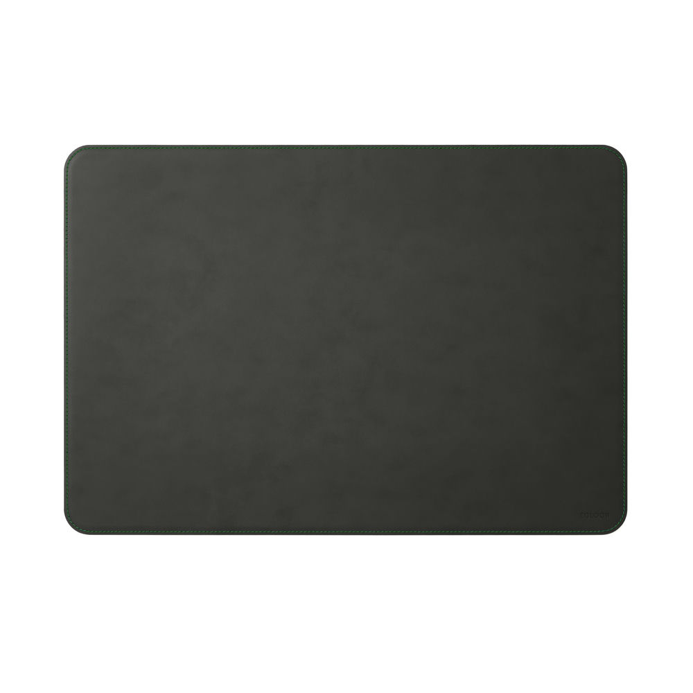 Sottomano Scrivania Hermes Deluxe di Eglooh - Cuoio Grigio Antracite e Cuciture Verdi