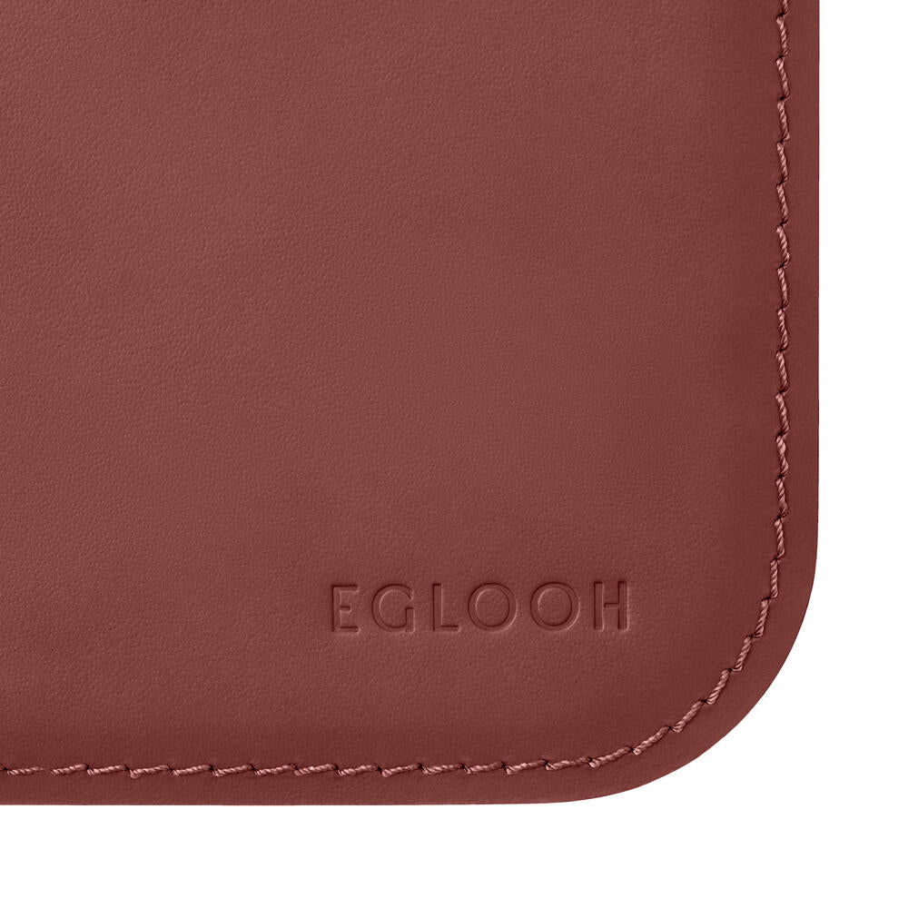 Sottomano Scrivania Hermes di Eglooh - Cuoio Rosso Bordeaux - Vista Dettaglio Cucitura