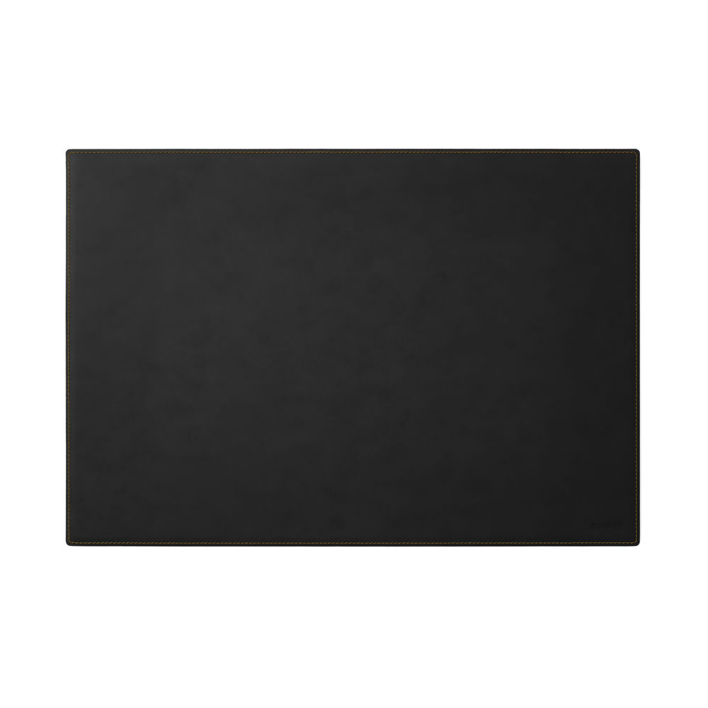 Sottomano Scrivania Mercurio Deluxe di Eglooh - Cuoio Nero e Cuciture Gialle