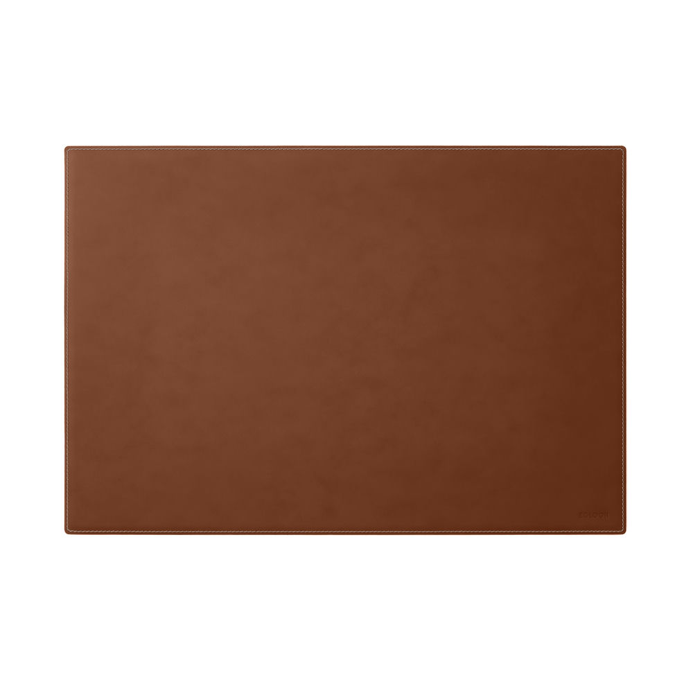 Sottomano Scrivania Mercurio Deluxe di Eglooh - Cuoio Marrone Naturale e Cuciture Bianche