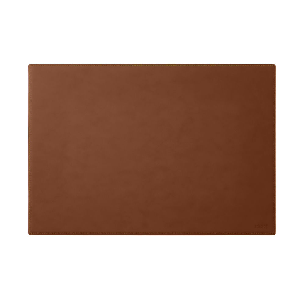 Sottomano Scrivania Mercurio Deluxe di Eglooh - Cuoio Marrone Naturale e Cuciture Gialle