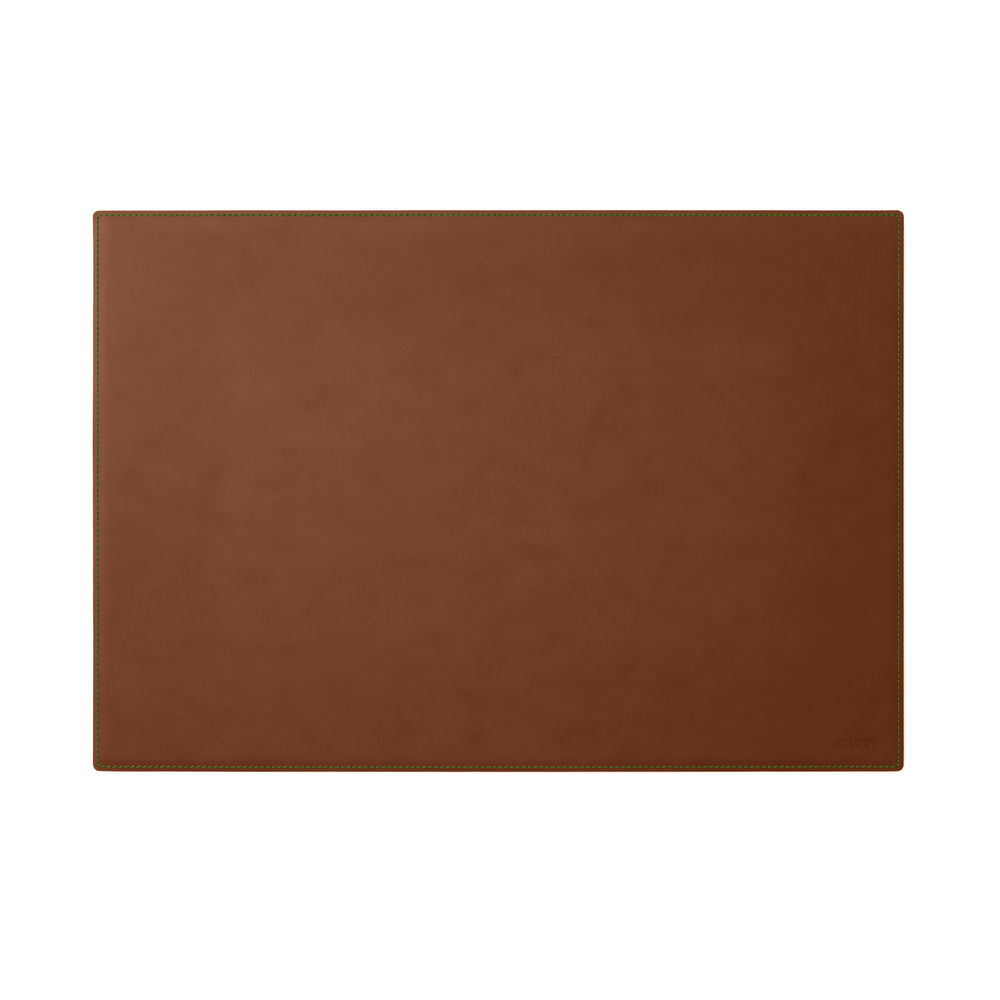 Sottomano Scrivania Mercurio Deluxe di Eglooh - Cuoio Marrone Naturale e Cuciture Verdi