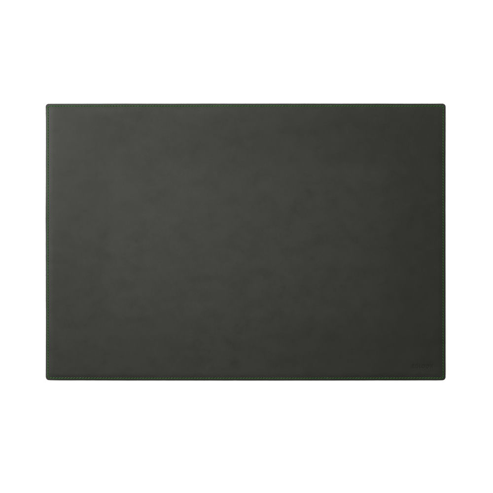 Sottomano Scrivania Mercurio Deluxe di Eglooh - Cuoio Grigio Antracite e Cuciture Verdi