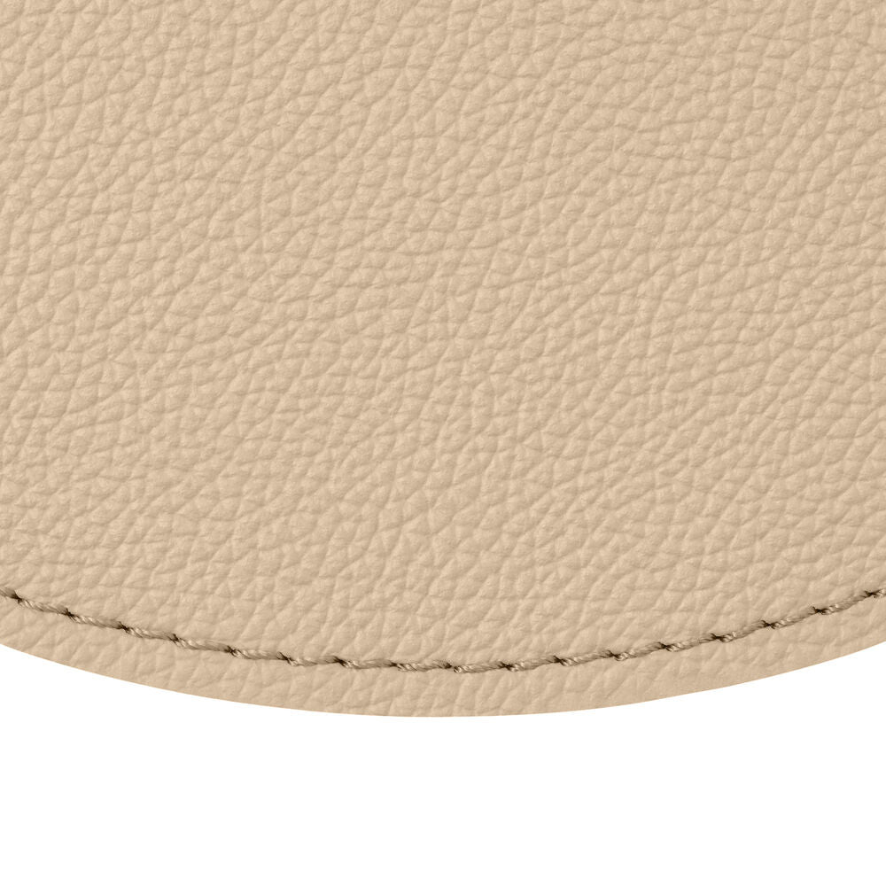 Tappetino Mouse Rotondo in Pelle Apollo di Eglooh - Vera Pelle Beige - Dettaglio Cucitura
