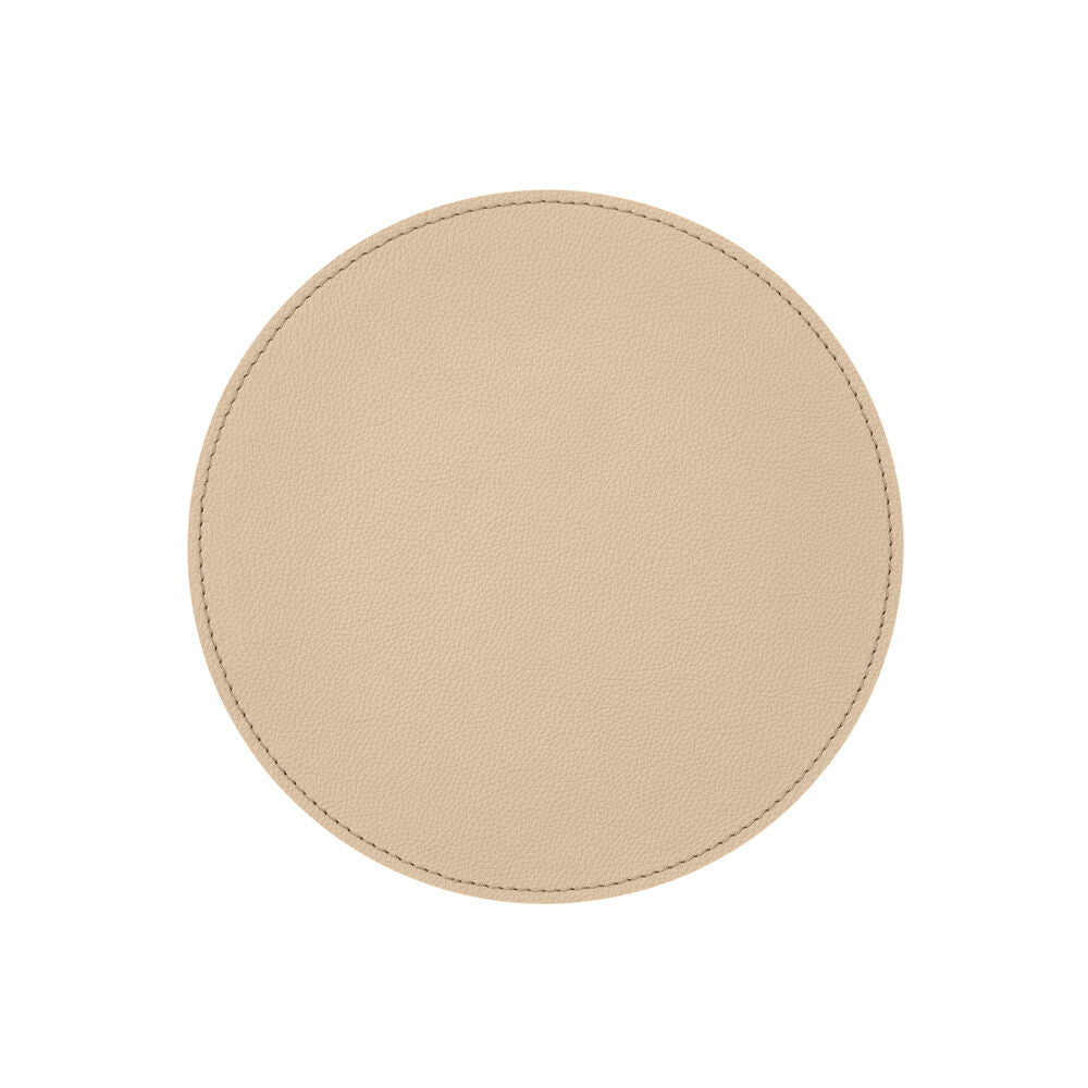 Tappetino Mouse Rotondo in Pelle Apollo di Eglooh - Vera Pelle Beige
