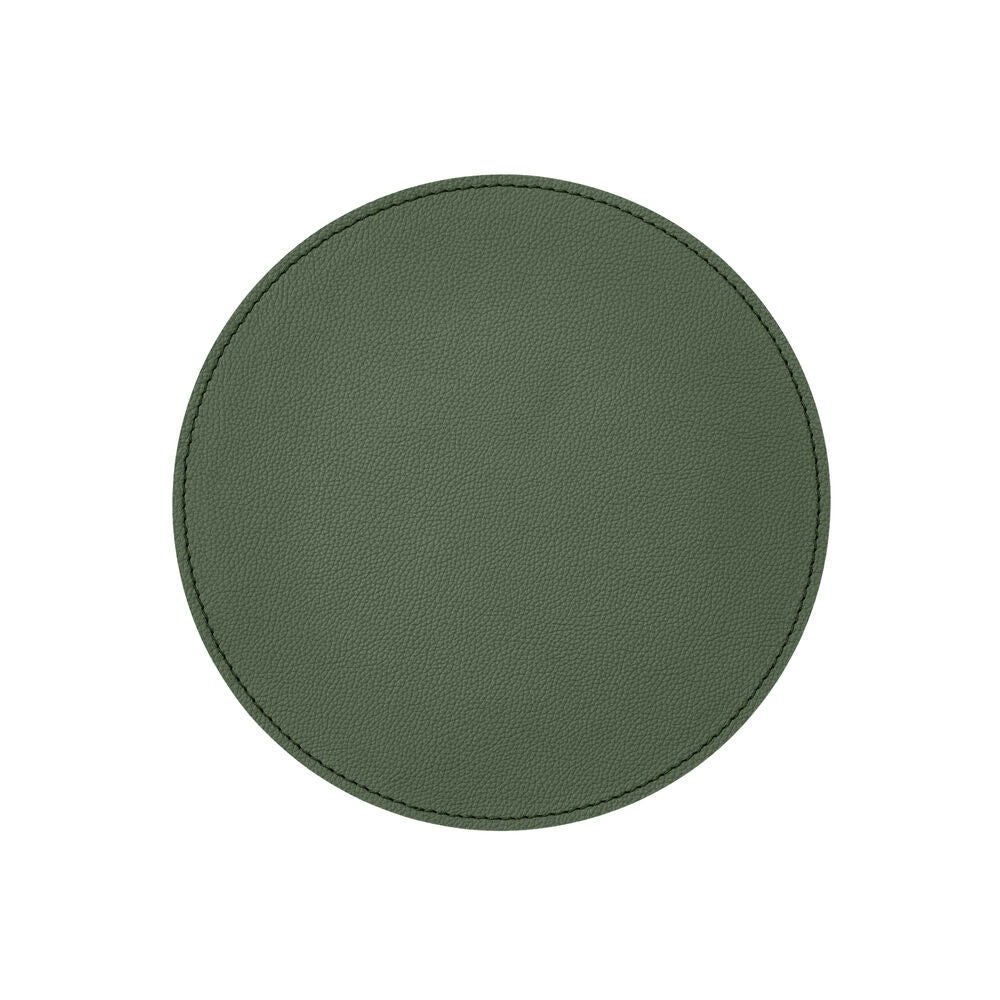 Tappetino Mouse Rotondo in Pelle Apollo di Eglooh - Vera Pelle Verde