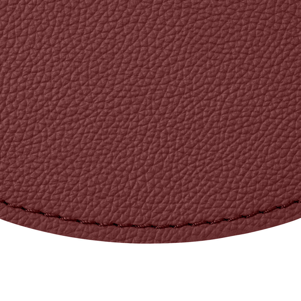 Tappetino Mouse Rotondo in Pelle Apollo di Eglooh - Vera Pelle Rosso Bordeaux - Dettaglio Cucitura