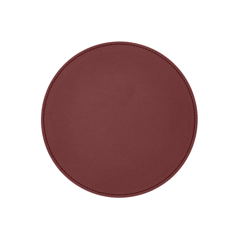 Tappetino Mouse Rotondo in Pelle Apollo di Eglooh - Vera Pelle Rosso Bordeaux