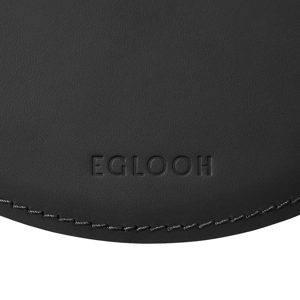 Tappetino Mouse Rotondo Atlante di Eglooh - Cuoio Nero - Dettaglio Cucitura