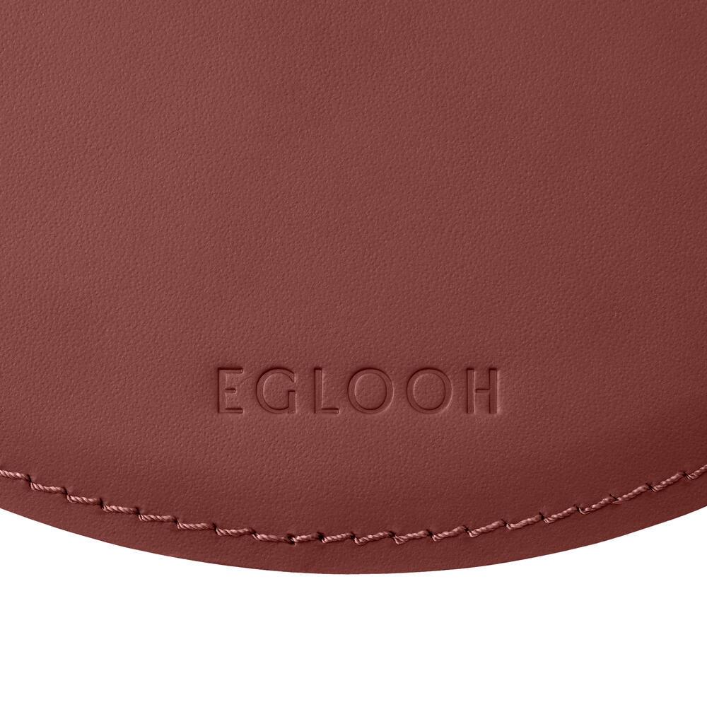 Tappetino Mouse Rotondo Atlante di Eglooh - Cuoio Rosso Bordeaux - Dettaglio Cucitura