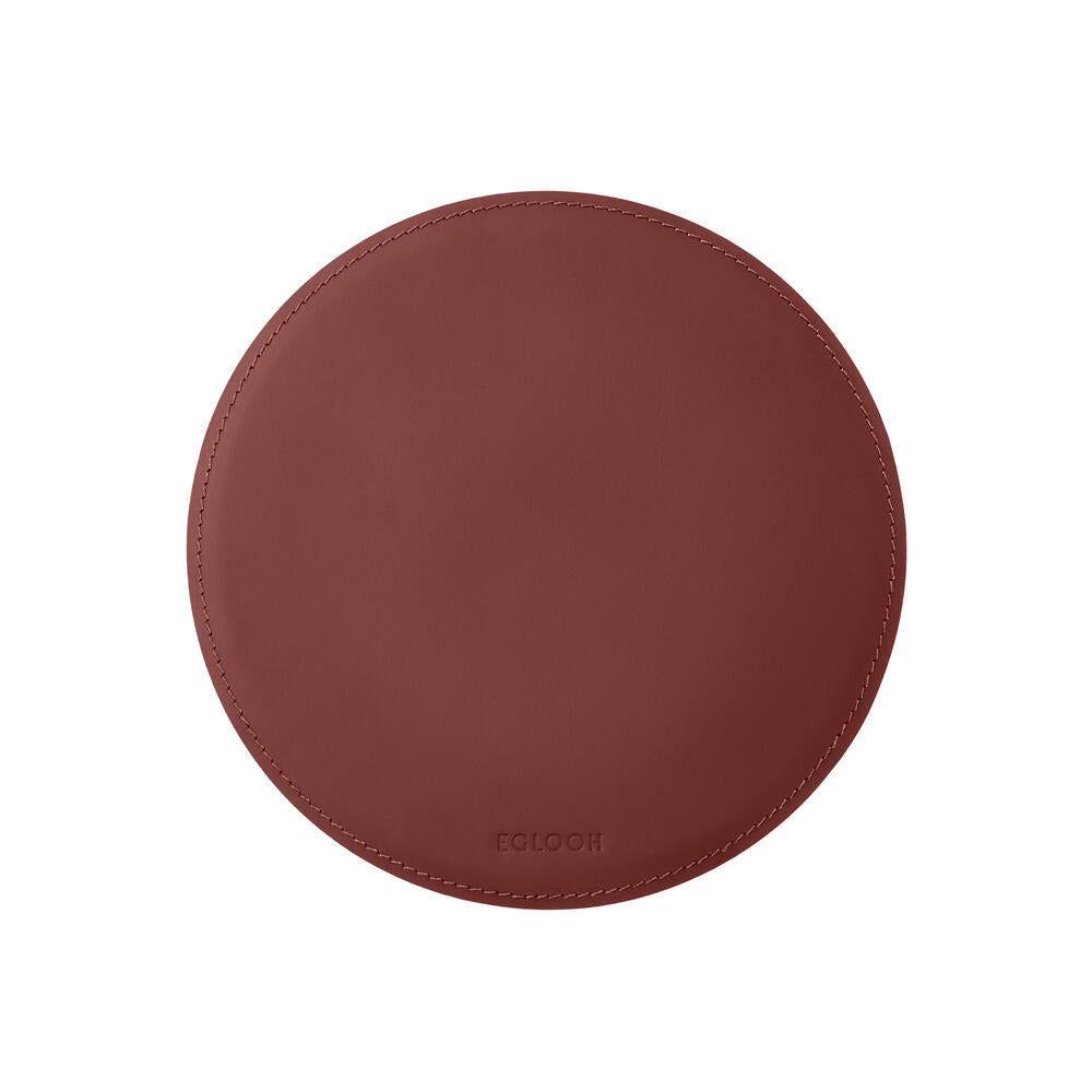 Tappetino Mouse Rotondo Atlante di Eglooh - Cuoio Rosso Bordeaux