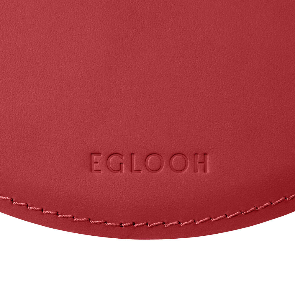 Tappetino Mouse Rotondo Atlante di Eglooh - Cuoio Rosso Ferrari - Dettaglio Cucitura
