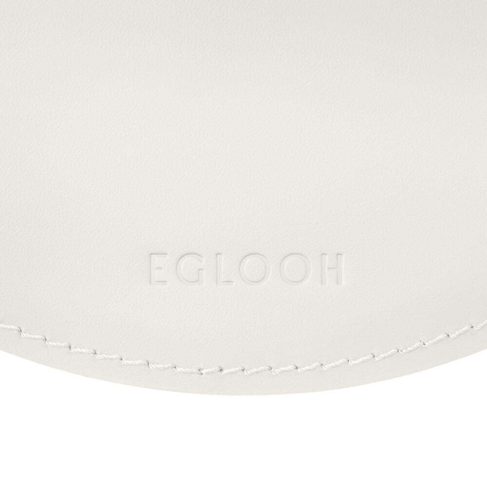 Tappetino Mouse Rotondo Atlante di Eglooh - Cuoio Bianco - Dettaglio Cucitura