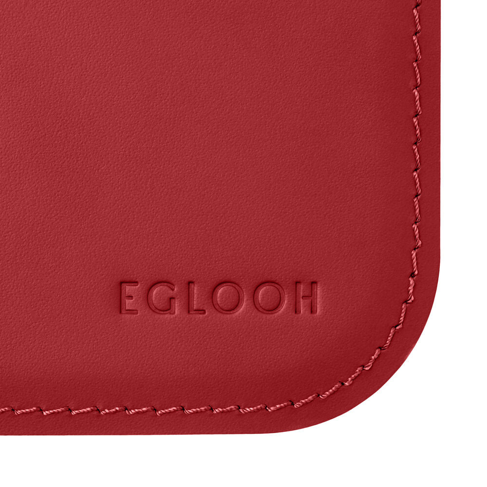 Tappetino Mouse Hermes di Eglooh - Cuoio Rosso Ferrari - Dettaglio Cucitura