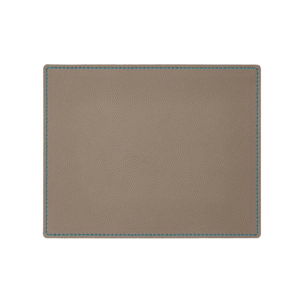 Tappetino Mouse in Pelle Palladio Deluxe di Eglooh - Vera Pelle Grigio Talpa e Cuciture Azzurre