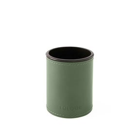 Portapenne da Scrivania Rotondo Orfeo di Eglooh - Cuoio Verde