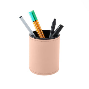 Portapenne in Pelle da Scrivania Zefiro di Eglooh - Vera Pelle Rosa Cipria - Con Penne