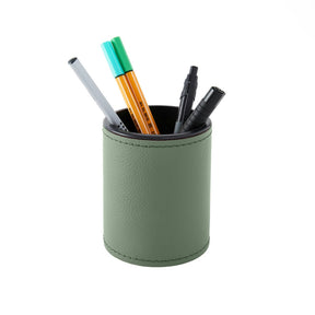 Portapenne in Pelle da Scrivania Zefiro di Eglooh - Vera Pelle Verde Salvia - Con Penne