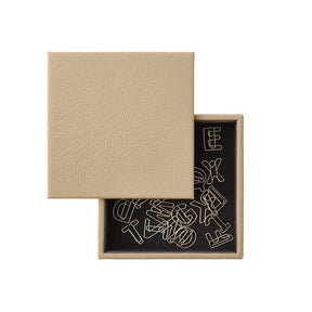 Svuotatasche Moderno in Pelle con Coperchio Atena di Eglooh - Vera Pelle Beige - Dettaglio Coperchio