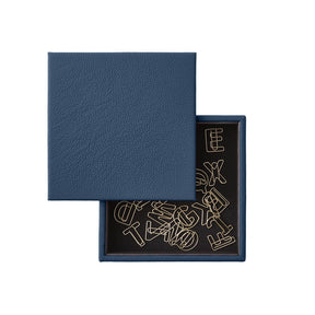 Svuotatasche Moderno in Pelle con Coperchio Atena di Eglooh - Vera Pelle Blu - Dettaglio Coperchio