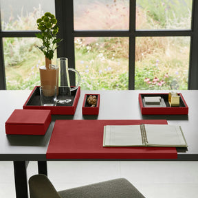 Svuotatasche Moderno in Pelle Atena Large di Eglooh - Vera Pelle Rosso Ferrari - Vista Frontale