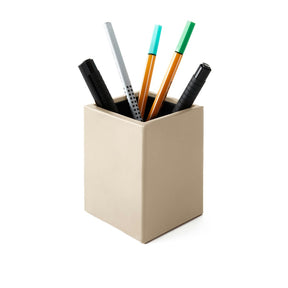 Portapenne da Scrivania Minerva di Eglooh - Cuoio Beige - Con Penne