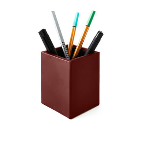 Portapenne da Scrivania Minerva di Eglooh - Cuoio Rosso Bordeaux - Con Penne
