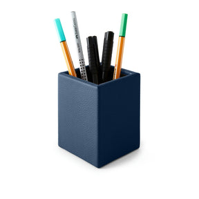 Portapenne in Pelle da Scrivania Atena di Eglooh - Vera Pelle Blu - Con Penne