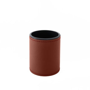 Portapenne in Pelle da Scrivania Zefiro Deluxe di Eglooh - Vera Pelle Marrone Naturale e Cuciture Rosse