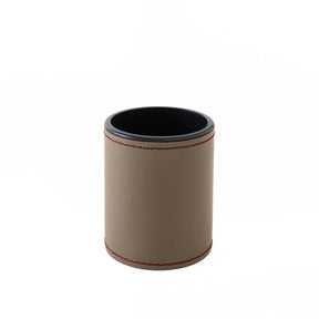 Portapenne in Pelle da Scrivania Zefiro Deluxe di Eglooh - Vera Pelle Grigio Talpa e Cuciture Rosse