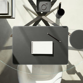 Sottomano Scrivania Hermes Deluxe di Eglooh - Cuoio Grigio Antracite e Cuciture Bianche - Vista Dall'Alto