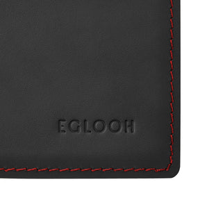 Sottomano Scrivania Mercurio Deluxe di Eglooh - Cuoio Nero e Cuciture Rosse - Dettaglio Cucitura