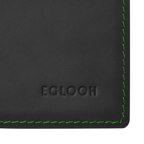 Sottomano Scrivania Mercurio Deluxe di Eglooh - Cuoio Nero e Cuciture Verdi - Dettaglio Cucitura