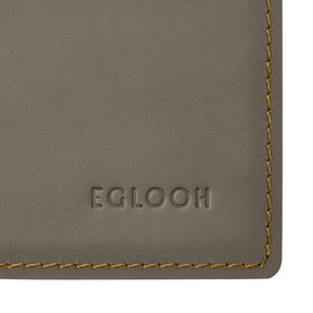 Sottomano Scrivania Mercurio Deluxe di Eglooh - Cuoio Grigio Talpa e Cuciture Gialle - Dettaglio Cucitura