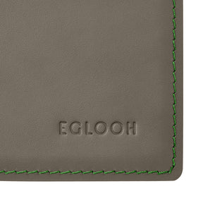 Sottomano Scrivania Mercurio Deluxe di Eglooh - Cuoio Grigio Talpa e Cuciture Verdi - Dettaglio Cucitura
