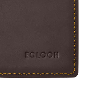 Sottomano Scrivania Mercurio Deluxe di Eglooh - Cuoio Marrone Scuro e Cuciture Gialle - Dettaglio Cucitura