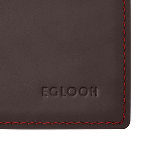 Sottomano Scrivania Mercurio Deluxe di Eglooh - Cuoio Marrone Scuro e Cuciture Rosse - Dettaglio Cucitura