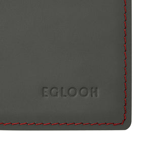 Sottomano Scrivania Mercurio Deluxe di Eglooh - Cuoio Grigio Antracite e Cuciture Rosse - Dettaglio Cucitura